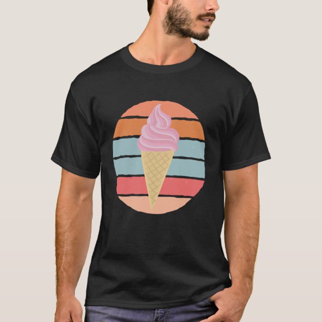 Vintage Eiscreme Cone Sommerliche Desserts Sherbet T-Shirt (Vorderseite)