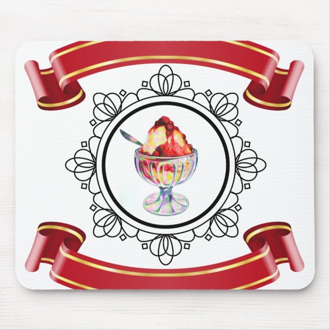 Vintage Eiscreme in einem Glasmousepad Mousepad (Vorne)