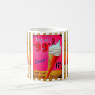 Vintage-Eiscreme-Kegel-Parlor-Schild süß rosa Kaffeetasse