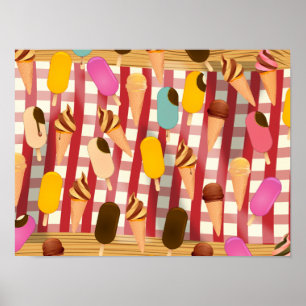 Vintage-Eiscreme-Picknick Poster
