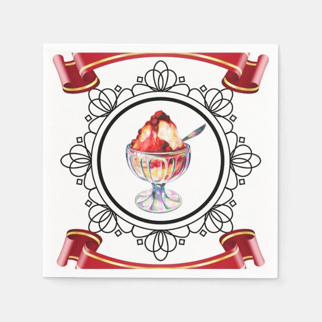 Vintage Eiscreme, schwarz Serviette (Vorderseite)