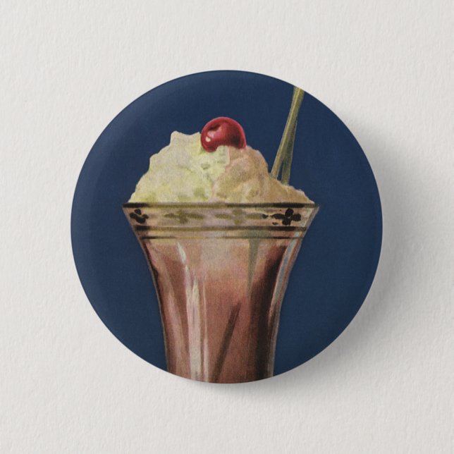 Vintage Eiscreme-Shake, gepeitschte Creme & Cherry Button (Vorderseite)