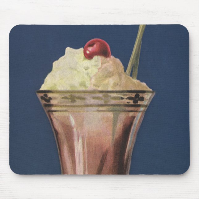 Vintage Eiscreme-Shake, gepeitschte Creme & Cherry Mousepad (Vorne)