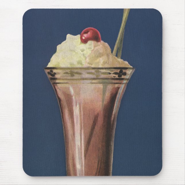 Vintage Eiscreme-Shake, gepeitschte Creme & Cherry Mousepad (Vorne)