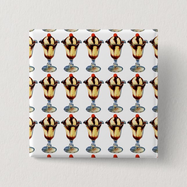 Vintage Eiscreme Sundae Button (Vorderseite)