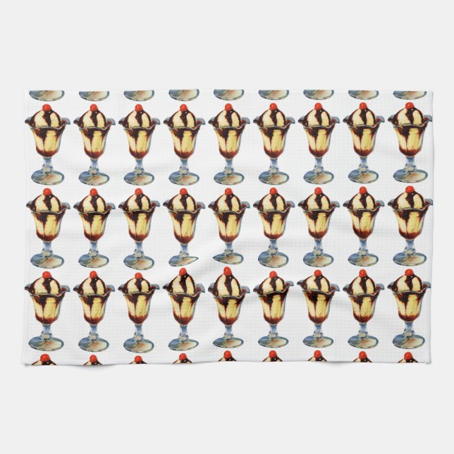 Vintage Eiscreme Sundae Geschirrtuch (Horizontal)