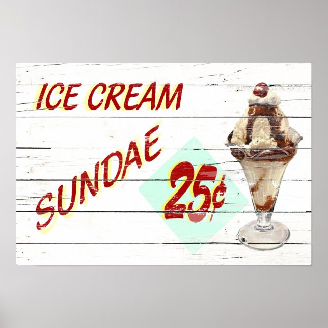 Vintage Eiscreme Sundae Poster (Vorne)
