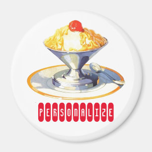 Vintage Eiscreme-Sundae Retro-Desserts Magnet