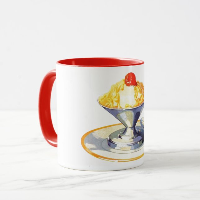Vintage Eiscreme-Sundae Retro-Desserts Tasse (Vorderseite Links)