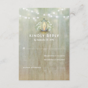 Vintage Eisen-Laternen-weißes Blumenhochzeit UAWG RSVP Karte