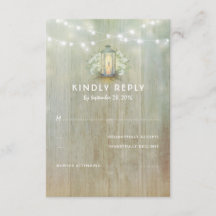 Vintage Eisen Lattern White Florals Wedding RSVP