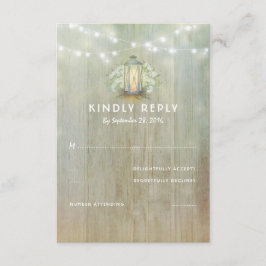 Vintage Eisen Lattern White Florals Wedding RSVP Karte