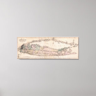 Vintage Eisenbahn-Karte des Long- IslandNY (1882) Leinwanddruck