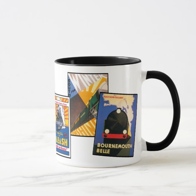 Vintage Eisenbahn-Plakate Tasse (Rechts)