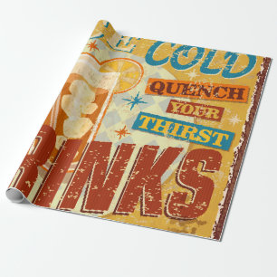 Vintage Eisgekühlte Getränke Metallschild. vintage Geschenkpapier