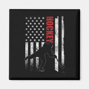 Vintage-Eishockey-Amerikanische-Flagge-Eishockeysp Magnet
