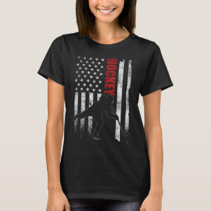 Vintage-Eishockey-Amerikanische-Flagge-Eishockeysp T-Shirt