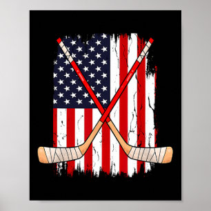 Vintage-Eishockey-US-Flagge Poster