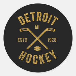 Vintage-Eishockeyschläger aus Detroit, Michigan, D Runder Aufkleber