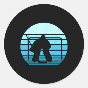 Vintage-Eishockeyspieler Blaues Eishockeyteam Retr Runder Aufkleber