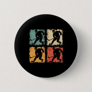 Vintage-Eishockeyspieler Clic Retro-Stil Grafik Button