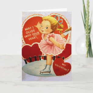 Vintage-Eisläufer-Valentinstag Feiertagskarte