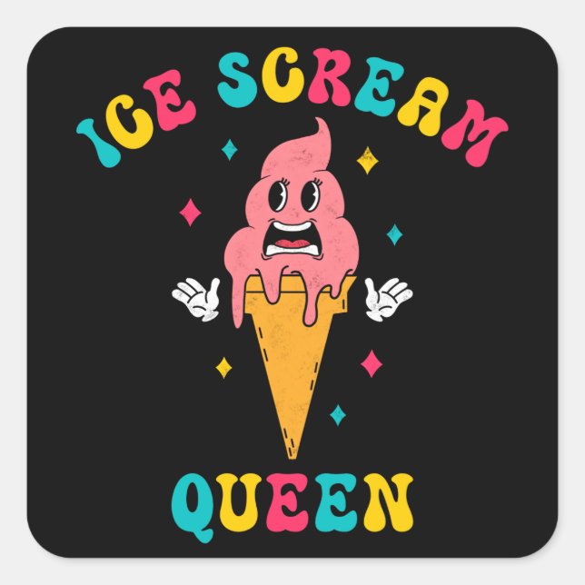 Vintage Eisschrei-Königin Quadratischer Aufkleber (Vorderseite)