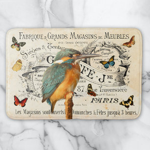 Vintage Eisvogel & Schmetterlinge französische Wer Badematte