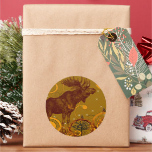 Vintage-Elch-Geschenke Runder Aufkleber