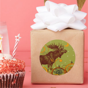 Vintage-Elch-Geschenke Runder Aufkleber