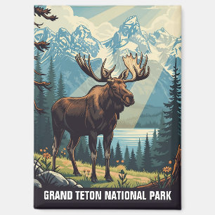 Vintage-Elch im Grand Teton National Park Magnet
