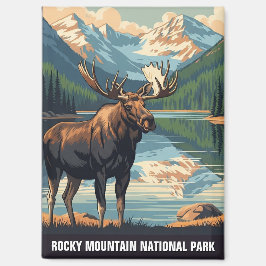Vintage-Elch im Rocky Mountain National Park Magnet