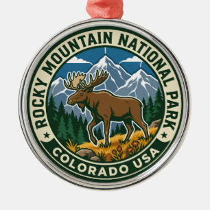 Vintage-Elch im Rocky Mountain National Park USA Ornament Aus Metall