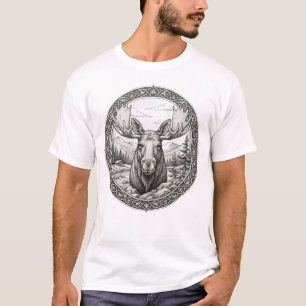 Vintage-Elch-Medaillon-Natur-T-Shirt T-Shirt