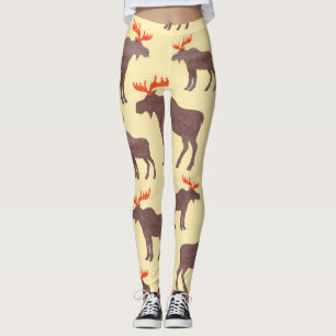 Vintage Elch-Silhouette, Aquarellmuster Leggings