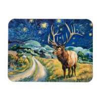 Vintage-Elch-Sternennacht-Van-Gogh-Landschaft