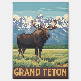 Vintage Elche im Grand Teton Nationalpark Magnet