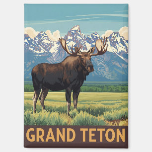 Vintage Elche im Grand Teton Nationalpark Magnet
