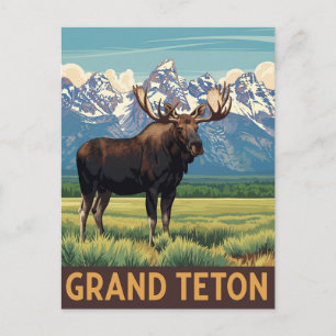 Vintage Elche im Grand Teton Nationalpark Postkarte