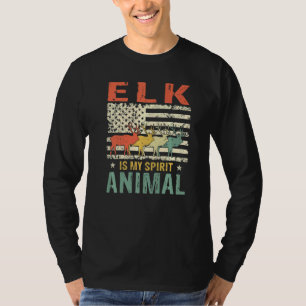 Vintage Elche Spirit Animal Retro US American Flag T-Shirt