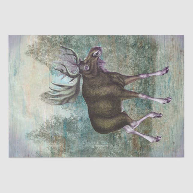 Vintage Elchlandschaft Seidenpapier (Vorderseite)