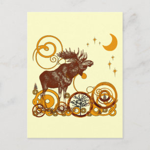 Vintage Elchmond und Sterne Postkarte