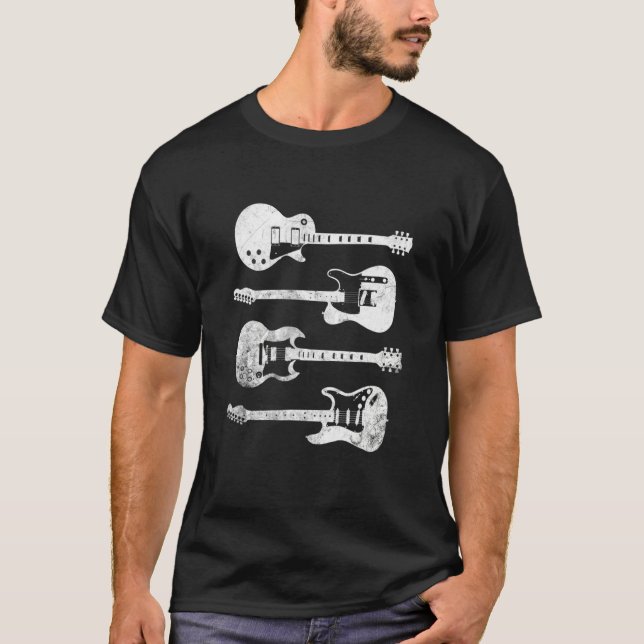 Vintage Electric Guitars T-Shirt Distressed Men Wo (Vorderseite)