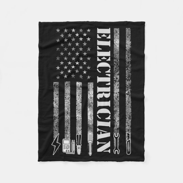 Vintage Electrician Nge Usa Flag Graphic  Fleecedecke (Vorderseite)