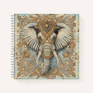 Vintage Elefant, Antiker Elefant, Gold Soft Blau Notizbuch