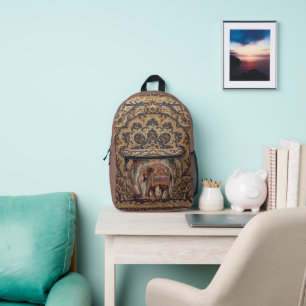 Vintage-Elefant, Antiker Elefant, Motiv Kunst Bedruckter Rucksack