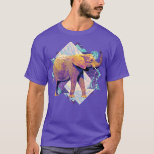 Vintage-Elefant auf geometrischen Formen  T-Shirt