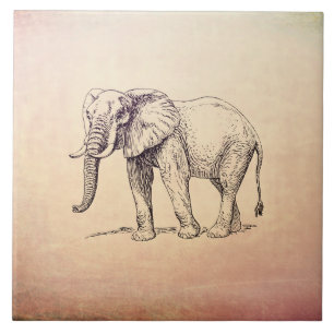 Vintage-Elefant Fliese