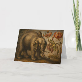 Vintage Elefant und Affe Botanische Ölgemälde Karte