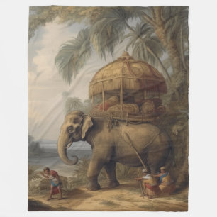 Vintage-Elefanten-Howdah-Botanische Illustrationsk Fleecedecke
